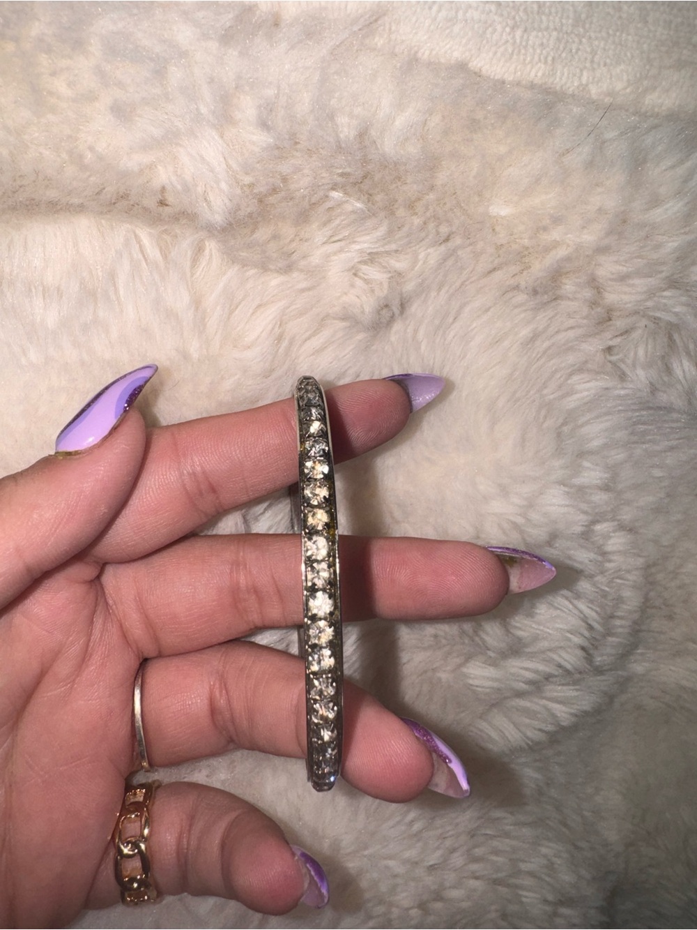 Rhinestone Bangle Bracelet in Silver Tone